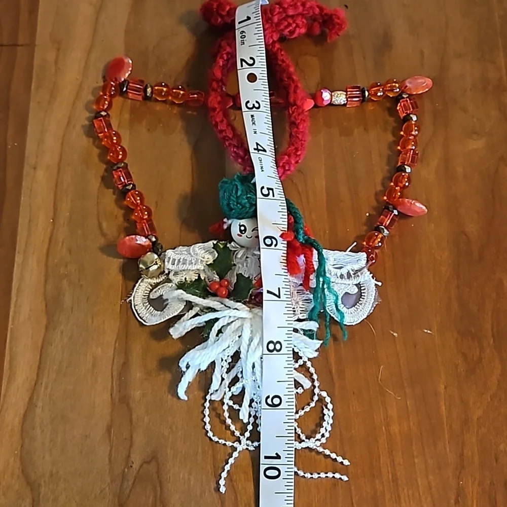 Hand Crafted Crochet Angel Handmade Christmas ornament Upcycled beads white gift - Picture 12 of 17